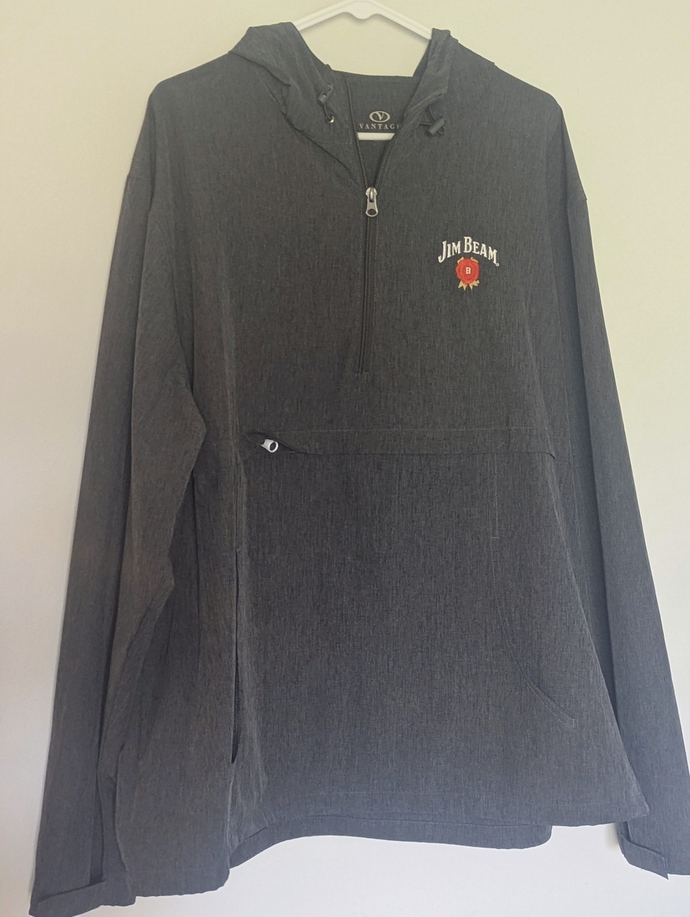 Jim Beam Embroidered Charcoal Half-Zip Hooded Pullover
